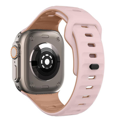 For Apple Watch 46mm / 49mm / 45mm / 44mm Kalebol Wave Reverse Buckle Two-color Silicone Strap(Oxford Pink Rose Grey) - Watch Bands by Kalebol | Online Shopping UK | buy2fix