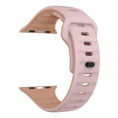 For Apple Watch 46mm / 49mm / 45mm / 44mm Kalebol Wave Reverse Buckle Two-color Silicone Strap(Oxford Pink Rose Grey) - Watch Bands by Kalebol | Online Shopping UK | buy2fix