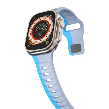 For Apple Watch 46mm / 49mm / 45mm / 44mm Kalebol Wave Reverse Buckle Two-color Silicone Strap(Wild Path Grey Blue) - Watch Bands by Kalebol | Online Shopping UK | buy2fix