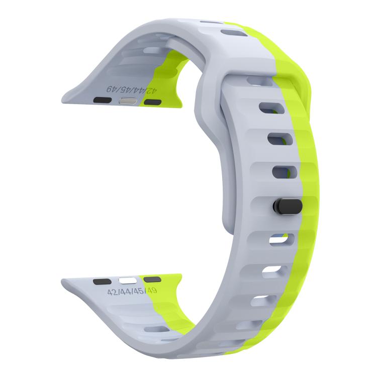 For Apple Watch 46mm / 49mm / 45mm / 44mm Kalebol Wave Reverse Buckle Two-color Silicone Strap(Wild Path Grey Green) - Watch Bands by Kalebol | Online Shopping UK | buy2fix