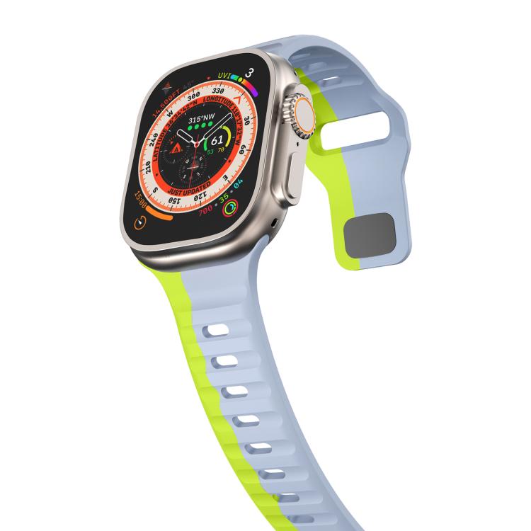 For Apple Watch 46mm / 49mm / 45mm / 44mm Kalebol Wave Reverse Buckle Two-color Silicone Strap(Wild Path Grey Green) - Watch Bands by Kalebol | Online Shopping UK | buy2fix