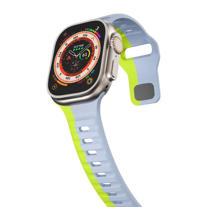 For Apple Watch 46mm / 49mm / 45mm / 44mm Kalebol Wave Reverse Buckle Two-color Silicone Strap(Wild Path Grey Green) - Watch Bands by Kalebol | Online Shopping UK | buy2fix