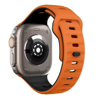 For Apple Watch 42mm / 41mm / 40mm / 38mm Kalebol Wave Reverse Buckle Two-color Silicone Strap(Orange Black) - Watch Bands by Kalebol | Online Shopping UK | buy2fix