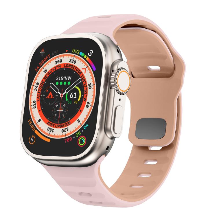 For Apple Watch 42mm / 41mm / 40mm / 38mm Kalebol Wave Reverse Buckle Two-color Silicone Strap(Oxford Pink Rose Grey) - Watch Bands by Kalebol | Online Shopping UK | buy2fix