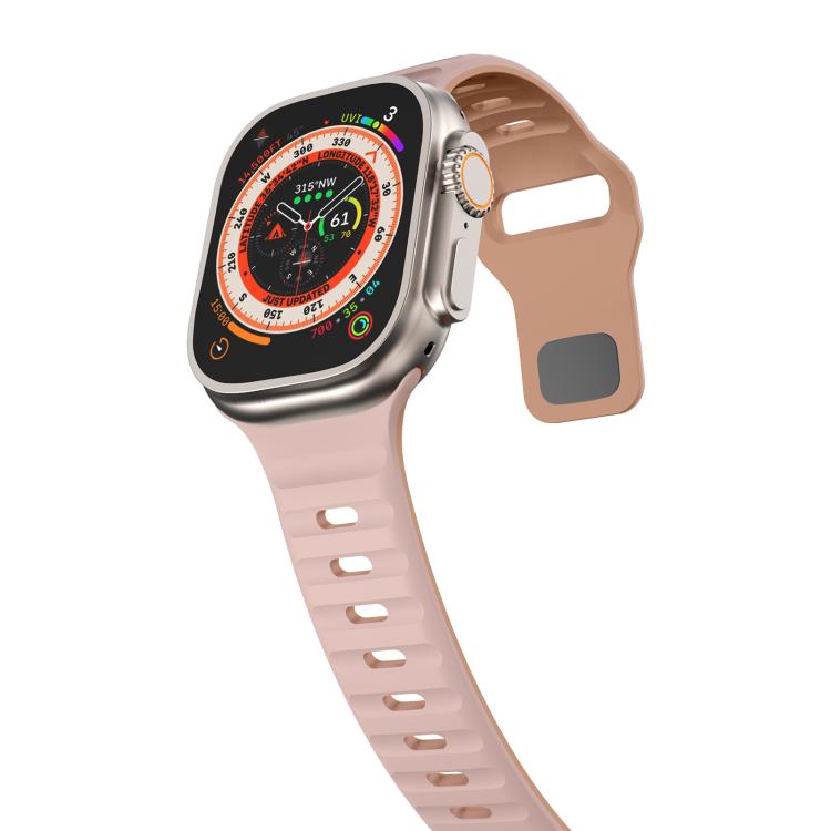 For Apple Watch 42mm / 41mm / 40mm / 38mm Kalebol Wave Reverse Buckle Two-color Silicone Strap(Oxford Pink Rose Grey) - Watch Bands by Kalebol | Online Shopping UK | buy2fix