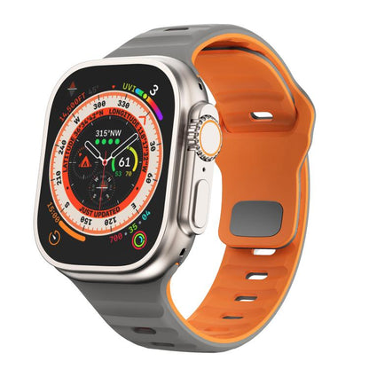 For Apple Watch 42mm / 41mm / 40mm / 38mm Kalebol Wave Reverse Buckle Two-color Silicone Strap(Space Grey Orange) - Watch Bands by Kalebol | Online Shopping UK | buy2fix