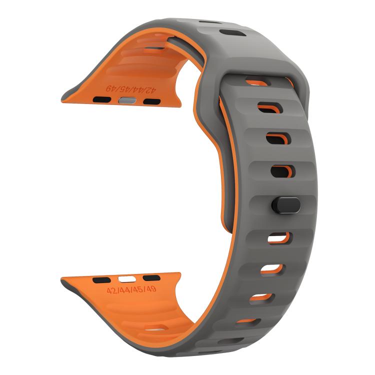 For Apple Watch 42mm / 41mm / 40mm / 38mm Kalebol Wave Reverse Buckle Two-color Silicone Strap(Space Grey Orange) - Watch Bands by Kalebol | Online Shopping UK | buy2fix