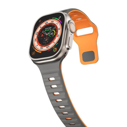 For Apple Watch 42mm / 41mm / 40mm / 38mm Kalebol Wave Reverse Buckle Two-color Silicone Strap(Space Grey Orange) - Watch Bands by Kalebol | Online Shopping UK | buy2fix