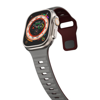 For Apple Watch 42mm / 41mm / 40mm / 38mm Kalebol Wave Reverse Buckle Two-color Silicone Strap(Space Grey Wine Red) - Watch Bands by Kalebol | Online Shopping UK | buy2fix