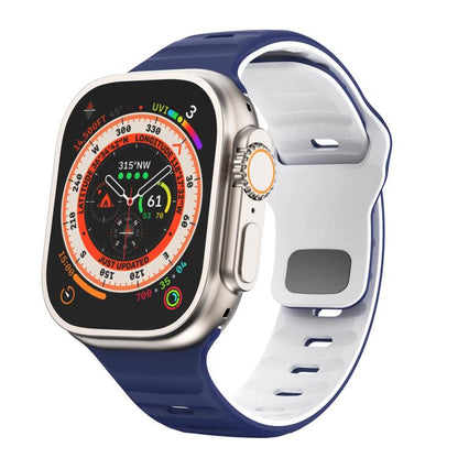 For Apple Watch 42mm / 41mm / 40mm / 38mm Kalebol Wave Reverse Buckle Two-color Silicone Strap(Midnight Blue White) - Watch Bands by Kalebol | Online Shopping UK | buy2fix