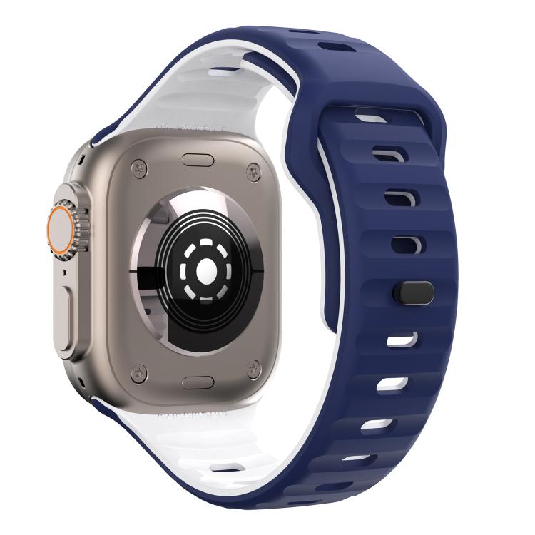 For Apple Watch 42mm / 41mm / 40mm / 38mm Kalebol Wave Reverse Buckle Two-color Silicone Strap(Midnight Blue White) - Watch Bands by Kalebol | Online Shopping UK | buy2fix