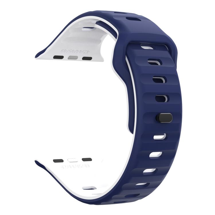 For Apple Watch 42mm / 41mm / 40mm / 38mm Kalebol Wave Reverse Buckle Two-color Silicone Strap(Midnight Blue White) - Watch Bands by Kalebol | Online Shopping UK | buy2fix