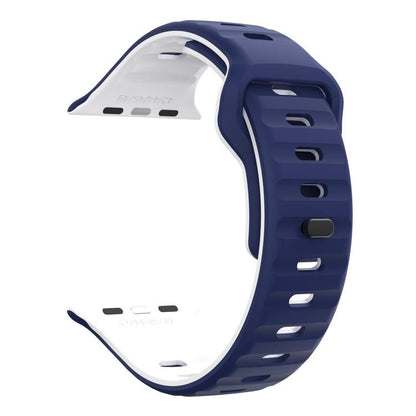 For Apple Watch 42mm / 41mm / 40mm / 38mm Kalebol Wave Reverse Buckle Two-color Silicone Strap(Midnight Blue White) - Watch Bands by Kalebol | Online Shopping UK | buy2fix