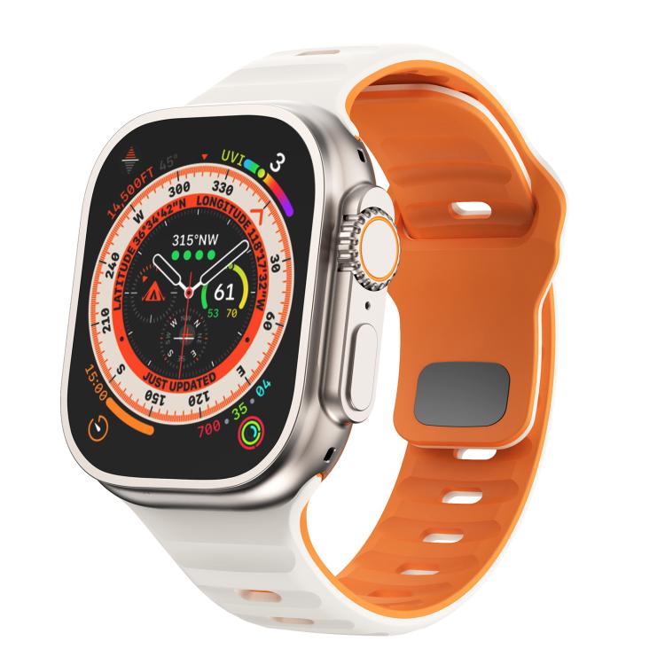 For Apple Watch 42mm / 41mm / 40mm / 38mm Kalebol Wave Reverse Buckle Two-color Silicone Strap(Starlight Orange) - Watch Bands by Kalebol | Online Shopping UK | buy2fix