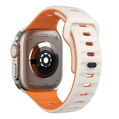 For Apple Watch 42mm / 41mm / 40mm / 38mm Kalebol Wave Reverse Buckle Two-color Silicone Strap(Starlight Orange) - Watch Bands by Kalebol | Online Shopping UK | buy2fix