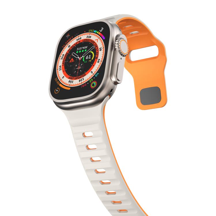 For Apple Watch 42mm / 41mm / 40mm / 38mm Kalebol Wave Reverse Buckle Two-color Silicone Strap(Starlight Orange) - Watch Bands by Kalebol | Online Shopping UK | buy2fix