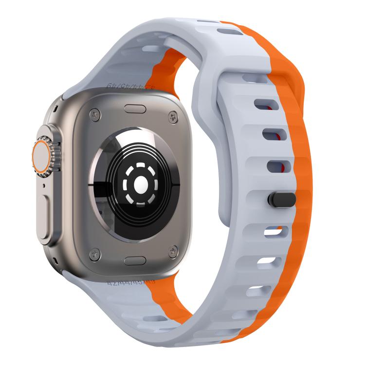 For Apple Watch 42mm / 41mm / 40mm / 38mm Kalebol Wave Reverse Buckle Two-color Silicone Strap(Wild Path Grey Orange) - Watch Bands by Kalebol | Online Shopping UK | buy2fix