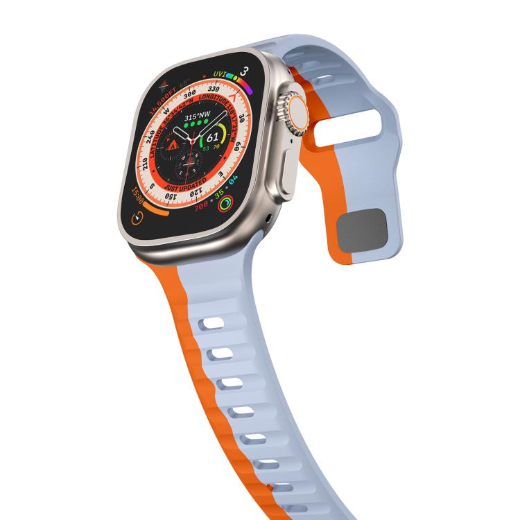 For Apple Watch 42mm / 41mm / 40mm / 38mm Kalebol Wave Reverse Buckle Two-color Silicone Strap(Wild Path Grey Orange) - Watch Bands by Kalebol | Online Shopping UK | buy2fix