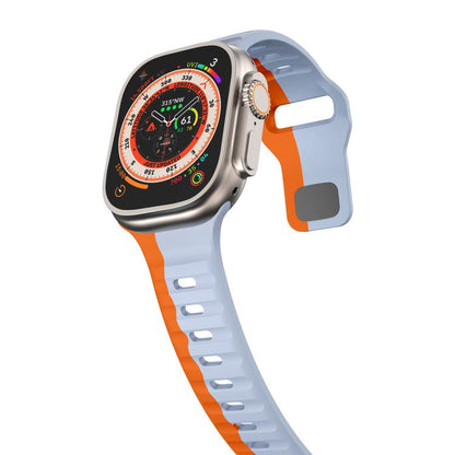 For Apple Watch 42mm / 41mm / 40mm / 38mm Kalebol Wave Reverse Buckle Two-color Silicone Strap(Wild Path Grey Orange) - Watch Bands by Kalebol | Online Shopping UK | buy2fix