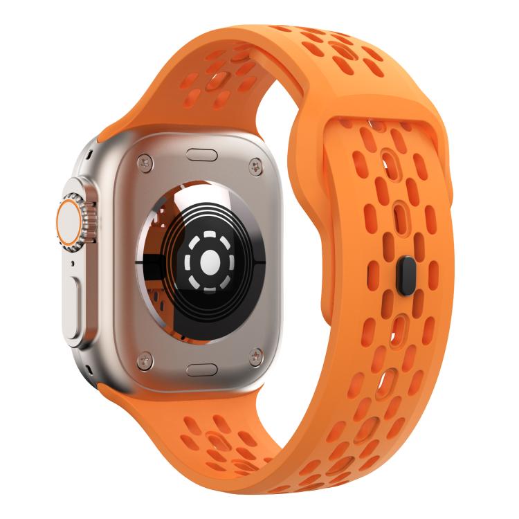 For Apple Watch 46mm / 49mm / 45mm / 44mm Kalebol Mesh Reverse Buckle Silicone Strap(Orange) - Watch Bands by Kalebol | Online Shopping UK | buy2fix