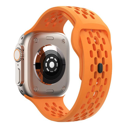For Apple Watch 46mm / 49mm / 45mm / 44mm Kalebol Mesh Reverse Buckle Silicone Strap(Orange) - Watch Bands by Kalebol | Online Shopping UK | buy2fix
