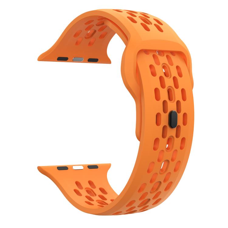 For Apple Watch 46mm / 49mm / 45mm / 44mm Kalebol Mesh Reverse Buckle Silicone Strap(Orange) - Watch Bands by Kalebol | Online Shopping UK | buy2fix