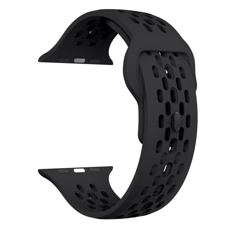 For Apple Watch 46mm / 49mm / 45mm / 44mm Kalebol Mesh Reverse Buckle Silicone Strap(Black) - Watch Bands by Kalebol | Online Shopping UK | buy2fix