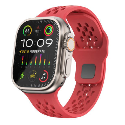 For Apple Watch 46mm / 49mm / 45mm / 44mm Kalebol Mesh Reverse Buckle Silicone Strap(Red) - Watch Bands by Kalebol | Online Shopping UK | buy2fix