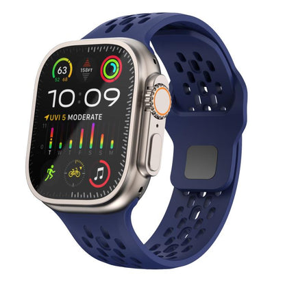 For Apple Watch 46mm / 49mm / 45mm / 44mm Kalebol Mesh Reverse Buckle Silicone Strap(Midnight Blue) - Watch Bands by Kalebol | Online Shopping UK | buy2fix