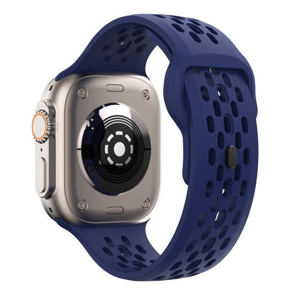 For Apple Watch 46mm / 49mm / 45mm / 44mm Kalebol Mesh Reverse Buckle Silicone Strap(Midnight Blue) - Watch Bands by Kalebol | Online Shopping UK | buy2fix