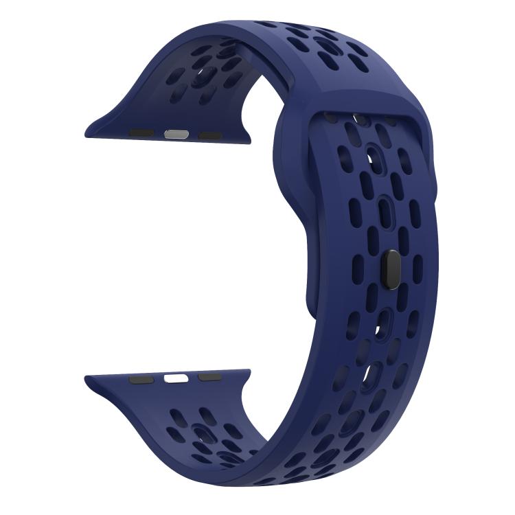 For Apple Watch 46mm / 49mm / 45mm / 44mm Kalebol Mesh Reverse Buckle Silicone Strap(Midnight Blue) - Watch Bands by Kalebol | Online Shopping UK | buy2fix