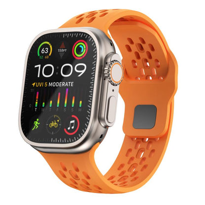 For Apple Watch 42mm / 41mm / 40mm / 38mm Kalebol Mesh Reverse Buckle Silicone Strap(Orange) - Watch Bands by Kalebol | Online Shopping UK | buy2fix