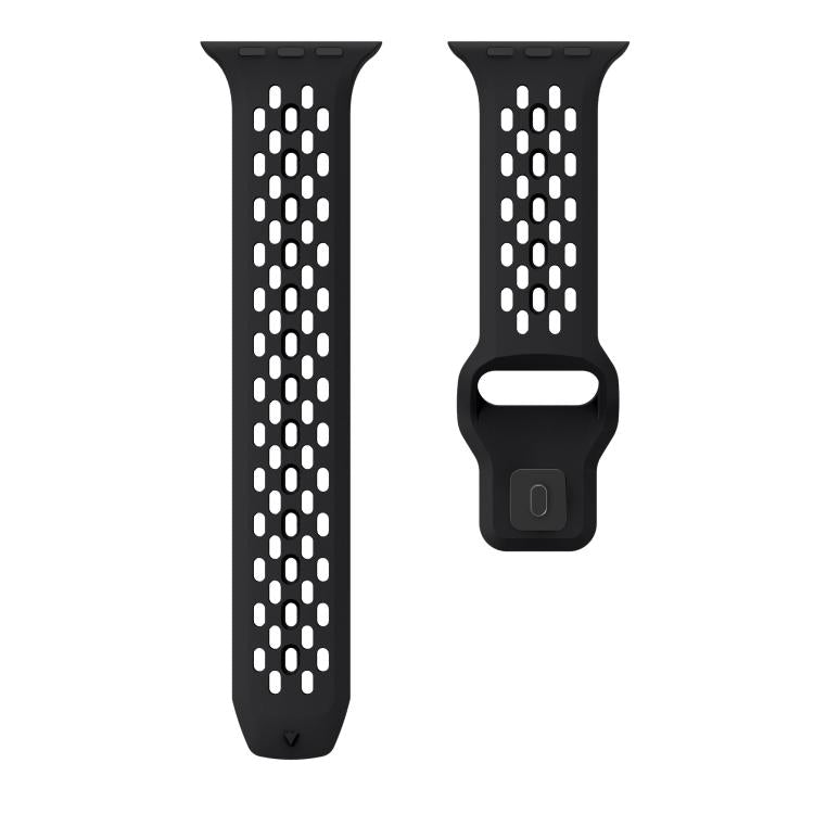 For Apple Watch 42mm / 41mm / 40mm / 38mm Kalebol Mesh Reverse Buckle Silicone Strap(Black) - Watch Bands by Kalebol | Online Shopping UK | buy2fix