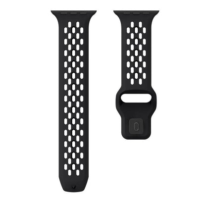For Apple Watch 42mm / 41mm / 40mm / 38mm Kalebol Mesh Reverse Buckle Silicone Strap(Black) - Watch Bands by Kalebol | Online Shopping UK | buy2fix