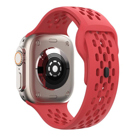 For Apple Watch 42mm / 41mm / 40mm / 38mm Kalebol Mesh Reverse Buckle Silicone Strap(Red) - Watch Bands by Kalebol | Online Shopping UK | buy2fix