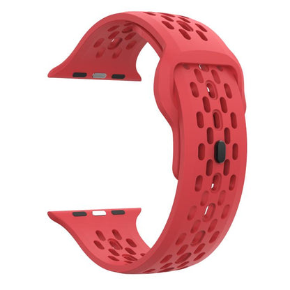 For Apple Watch 42mm / 41mm / 40mm / 38mm Kalebol Mesh Reverse Buckle Silicone Strap(Red) - Watch Bands by Kalebol | Online Shopping UK | buy2fix