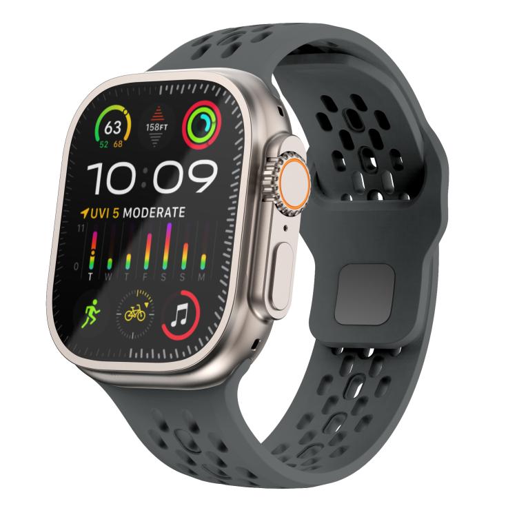 For Apple Watch 42mm / 41mm / 40mm / 38mm Kalebol Mesh Reverse Buckle Silicone Strap(Dark Grey) - Watch Bands by Kalebol | Online Shopping UK | buy2fix