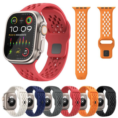 For Apple Watch 46mm / 49mm / 45mm / 44mm Kalebol Mesh Reverse Buckle Silicone Strap(Orange) - Watch Bands by Kalebol | Online Shopping UK | buy2fix