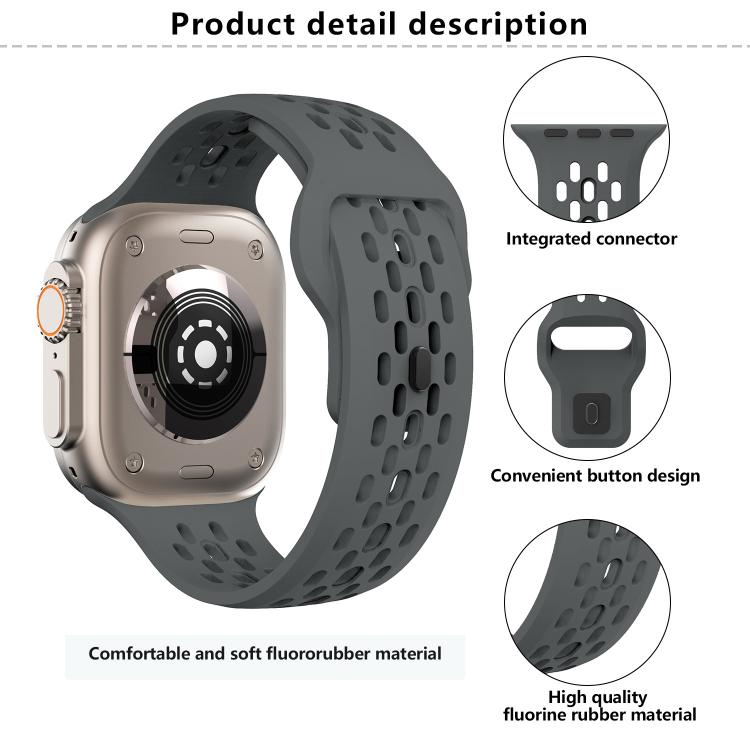 For Apple Watch 42mm / 41mm / 40mm / 38mm Kalebol Mesh Reverse Buckle Silicone Strap(Dark Grey) - Watch Bands by Kalebol | Online Shopping UK | buy2fix