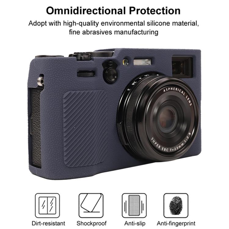 For FUJIFILM X100VI Litchi Texture Soft Silicone Protective Case(Dark Blue) - Protective Case by buy2fix | Online Shopping UK | buy2fix