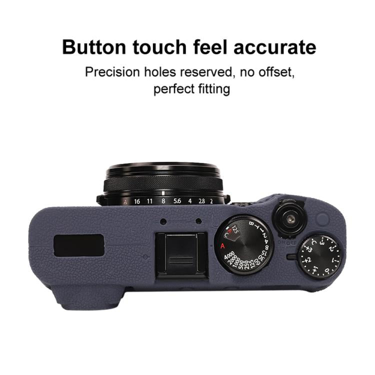 For FUJIFILM X100VI Litchi Texture Soft Silicone Protective Case(Dark Blue) - Protective Case by buy2fix | Online Shopping UK | buy2fix
