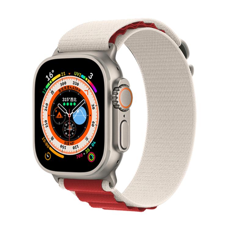 For Apple Watch 46mm / 49mm / 45mm / 44mm Kalebol Aline Nylon Loop Watch Band(White+Red) - Watch Bands by Kalebol | Online Shopping UK | buy2fix