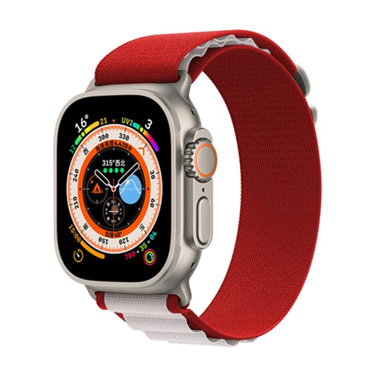 For Apple Watch 46mm / 49mm / 45mm / 44mm Kalebol Aline Nylon Loop Watch Band(Red+White) - Watch Bands by Kalebol | Online Shopping UK | buy2fix