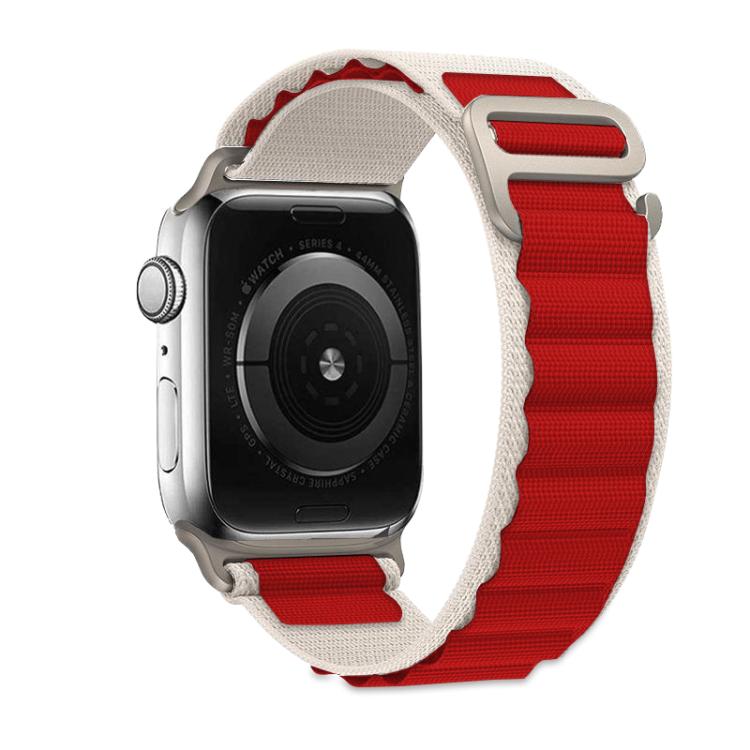 For Apple Watch 42mm / 41mm / 40mm / 38mm Kalebol Aline Nylon Loop Watch Band(White+Red) - Watch Bands by Kalebol | Online Shopping UK | buy2fix