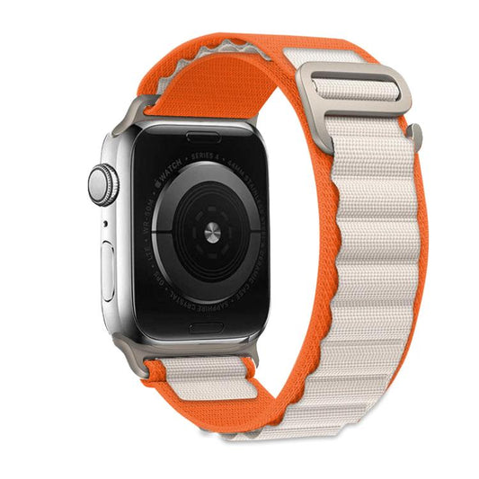 For Apple Watch 42mm / 41mm / 40mm / 38mm Kalebol Aline Nylon Loop Watch Band(Orange+White) - Watch Bands by Kalebol | Online Shopping UK | buy2fix