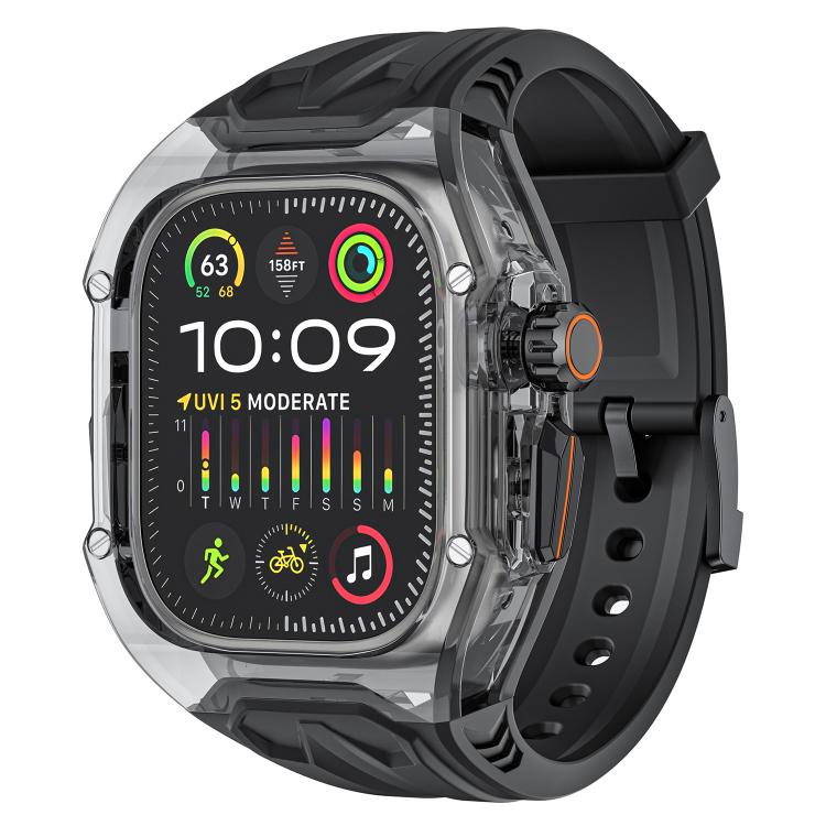 For Apple Watch 42mm / 41mm / 40mm / 38mm Kalebol Glacier Integrated Transparent Silicone Strap(Black Transparent Black) - Watch Bands by Kalebol | Online Shopping UK | buy2fix