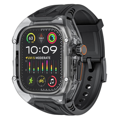 For Apple Watch 42mm / 41mm / 40mm / 38mm Kalebol Glacier Integrated Transparent Silicone Strap(Black Transparent Black) - Watch Bands by Kalebol | Online Shopping UK | buy2fix