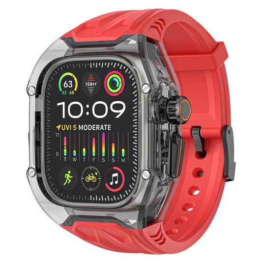 For Apple Watch 42mm / 41mm / 40mm / 38mm Kalebol Glacier Integrated Transparent Silicone Strap(Red Transparent Black) - Watch Bands by Kalebol | Online Shopping UK | buy2fix