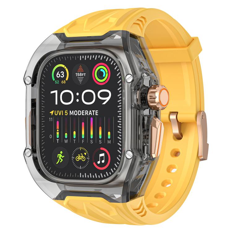 For Apple Watch 42mm / 41mm / 40mm / 38mm Kalebol Glacier Integrated Transparent Silicone Strap(Yellow Transparent Black) - Watch Bands by Kalebol | Online Shopping UK | buy2fix