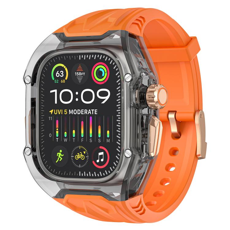 For Apple Watch Ultra 2 / 1 49mm Kalebol Glacier Integrated Transparent Silicone Strap(Orange Transparent Black) - Watch Bands by Kalebol | Online Shopping UK | buy2fix